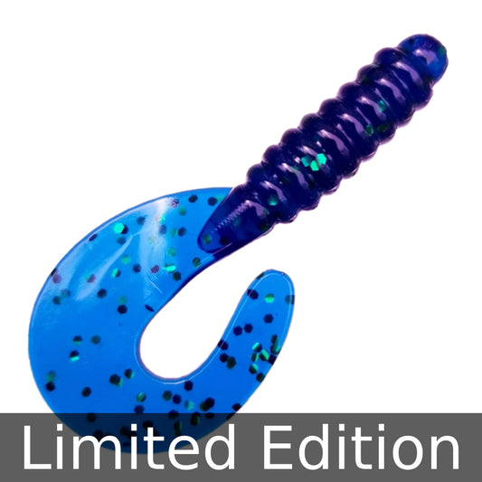 25pcs - 3" Curly Tail Grub - Biohazard Blue