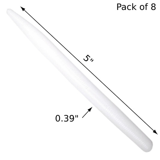 8pcs - 5" Stick Worm - White