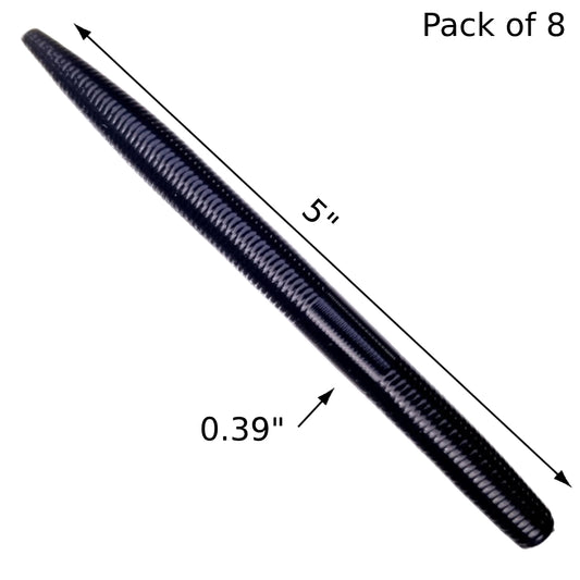 8pcs - 5" Stick Worm - Black