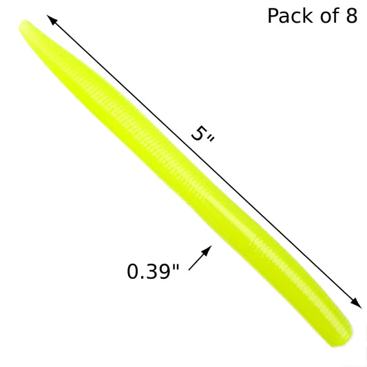 8pcs - 5" Stick Worm - Chartreuse