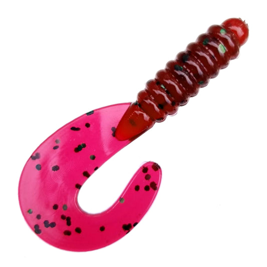 25pcs - 3" Curly Tail Grub - Biohazard Red