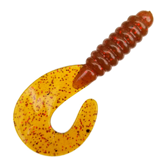 25pcs - 3" Curly Tail Grub - Bloody Motor Oil