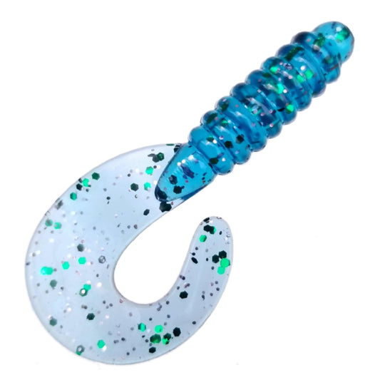 25pcs - 3" Curly Tail Grub - Emerald Ice