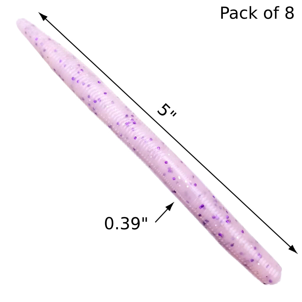 8pcs - 5" Stick Worm - Strawberry Cream