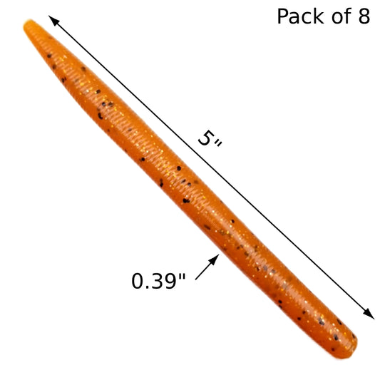 8pcs - 5" Stick Worm - Cajun Heat