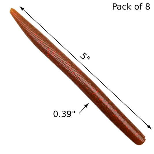 8pcs - 5" Stick Worm - Bloody Motor Oil